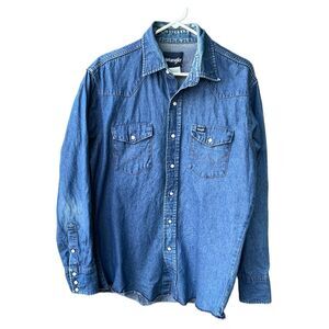 Vintage Wrangle size L pearl snap denim shirt. Western, See description